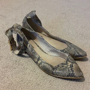 Louise et Cie Snakeskin Flats with Gold Accents